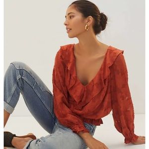 Anthropologie textured floral blouse